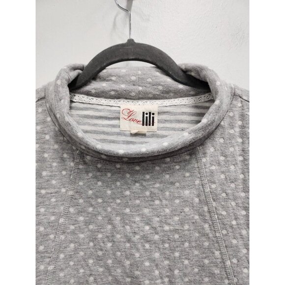 Love Lili Womens Sweater Size S/M Gray Dot Print Mock Neck Long Sleeve Pullover - Picture 4 of 9